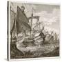 The Naval Battle Off Cape Pelorus (Litho)-English-Stretched Canvas