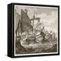 The Naval Battle Off Cape Pelorus (Litho)-English-Framed Stretched Canvas