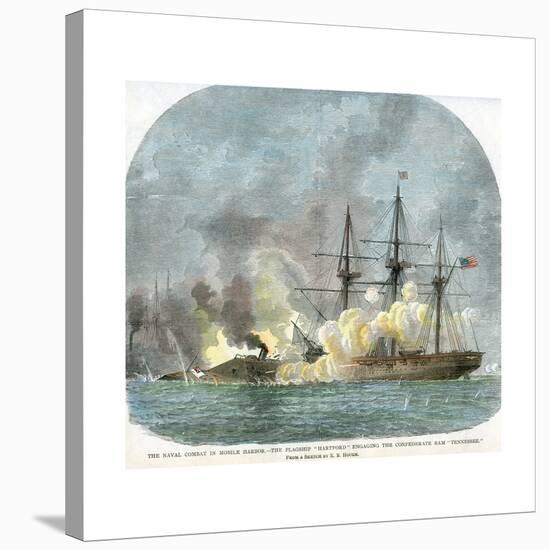 The Naval Combat in Mobile Harbour, Alabama, American Civil War, 5 August 1864-EB Hough-Stretched Canvas