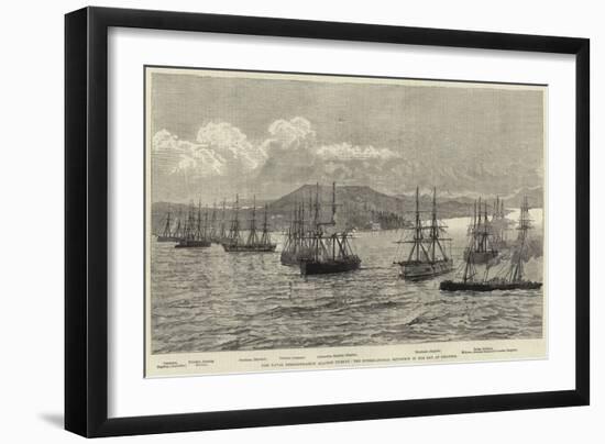 The Naval Demonstration Against Turkey, the International Squadron in the Bay at Gravosa-null-Framed Giclee Print