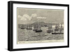 The Naval Demonstration Against Turkey, the International Squadron in the Bay at Gravosa-null-Framed Giclee Print