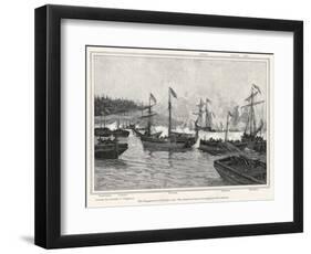 The Naval Engagement on Lake Champlain Between Gunboats of the British and American Colonial Forces-null-Framed Art Print