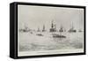 The Naval Manoeuvres, Arrival of the Channel Squadron in Mount's Bay-null-Framed Stretched Canvas