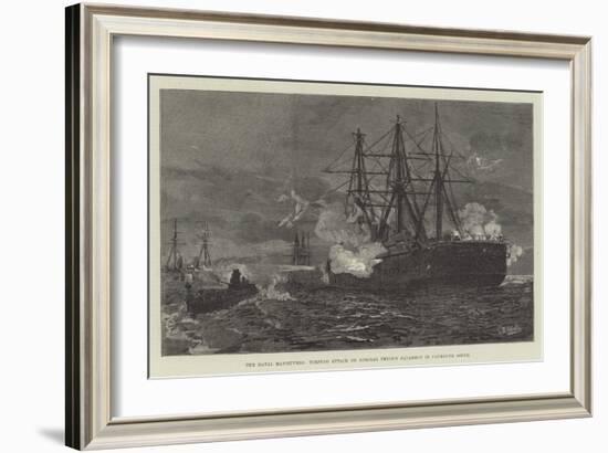 The Naval Manoeuvres, Torpedo Attack on Admiral Tryon's Squadron in Plymouth Sound-null-Framed Giclee Print