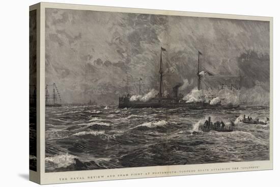 The Naval Review and Sham Fight at Portsmouth, Torpedo Boats Attacking the Colossus-William Lionel Wyllie-Stretched Canvas