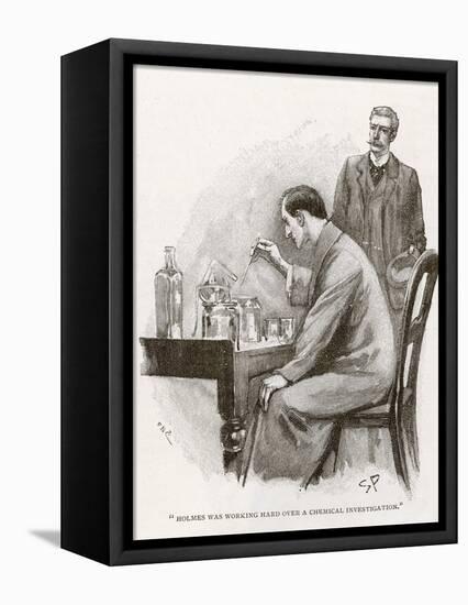 The Naval Treaty Holmes Busy with His Chemistry Apparatus at Baker Street-Sidney Paget-Framed Stretched Canvas