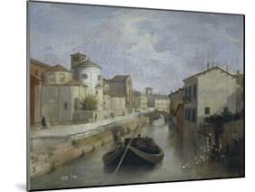 The Naviglio Canal Near the Church of San Marco, 1830-Angelo Inganni-Mounted Giclee Print