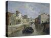 The Naviglio Canal Near the Church of San Marco, 1830-Angelo Inganni-Stretched Canvas