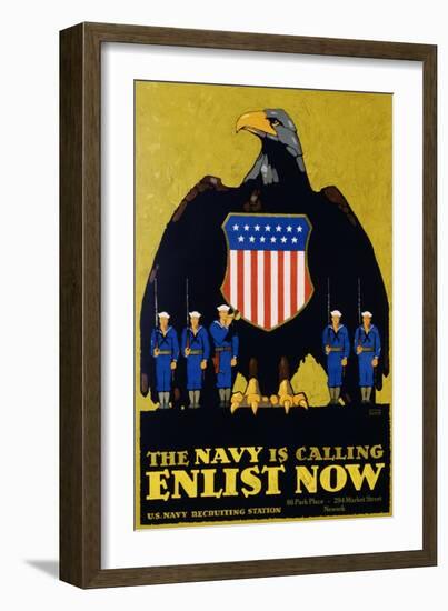 The Navy Is Calling - Enlist Now Poster-L.n. Britton-Framed Giclee Print