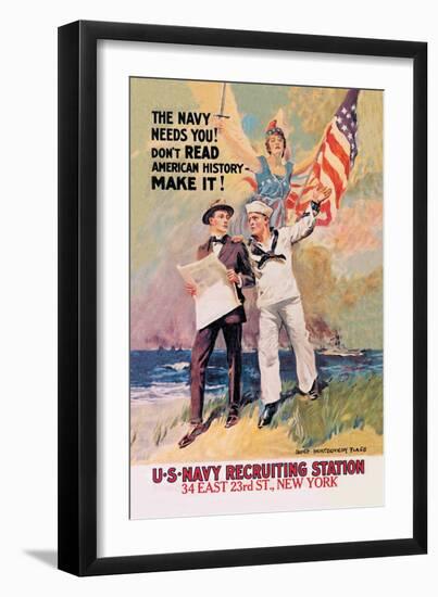 The Navy Needs You-James Montgomery Flagg-Framed Art Print