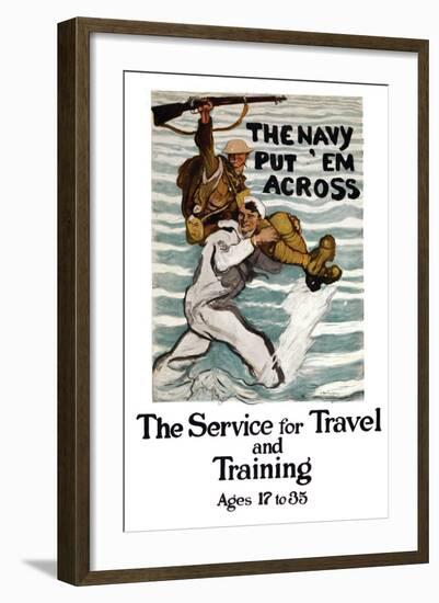 The Navy Put 'Em Across, c.1918-Henry Reuterdahl-Framed Art Print