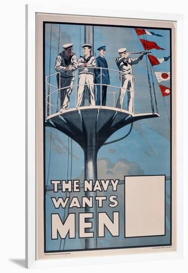 The Navy Wants Men', WWI Recruitment Poster-null-Framed Giclee Print