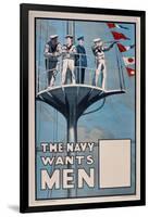 The Navy Wants Men', WWI Recruitment Poster-null-Framed Giclee Print