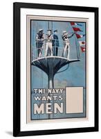 The Navy Wants Men', WWI Recruitment Poster-null-Framed Giclee Print