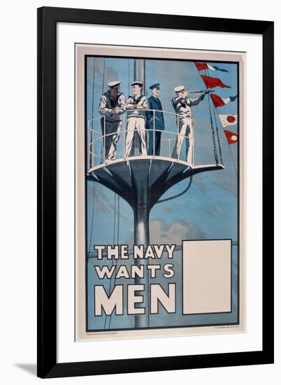 The Navy Wants Men', WWI Recruitment Poster-null-Framed Giclee Print