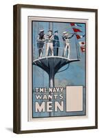 The Navy Wants Men', WWI Recruitment Poster-null-Framed Giclee Print