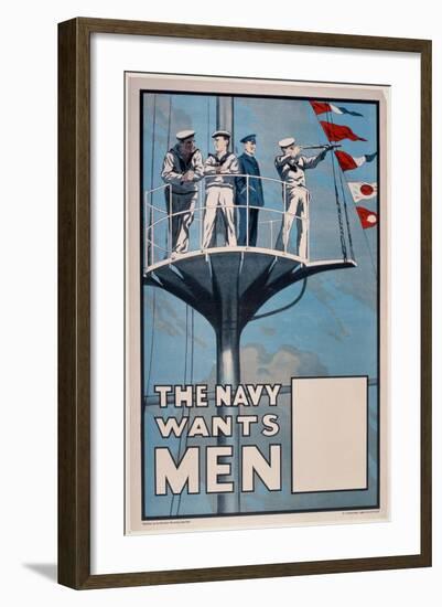 The Navy Wants Men', WWI Recruitment Poster-null-Framed Giclee Print