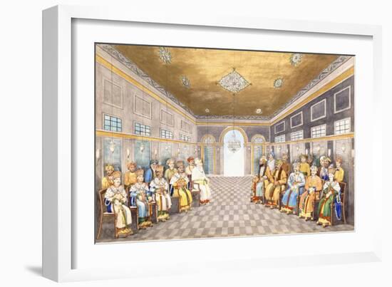 The Nawabs and Kings of Oudh in a Palace Interior with their Servants in Attendance, C.1800-null-Framed Giclee Print