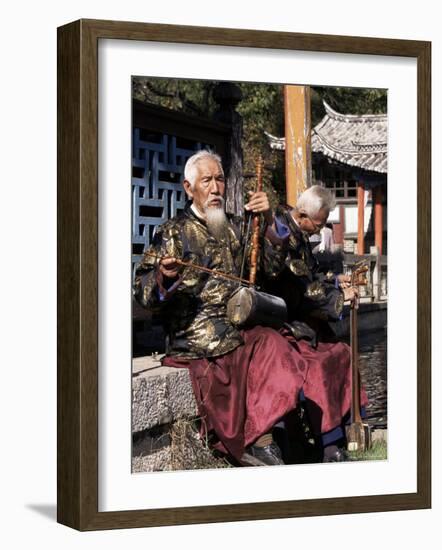 The Naxi Orchestra Pracisting by the Black Dragon Pool, Lijiang, Yunnan Province, China-Doug Traverso-Framed Photographic Print