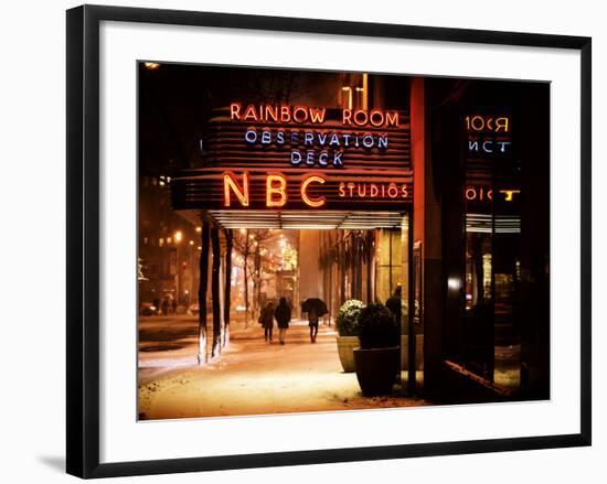 The NBC Studios in the New York City in the Snow at Night-Philippe Hugonnard-Framed Photographic Print