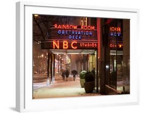 The NBC Studios in the New York City in the Snow at Night-Philippe Hugonnard-Framed Photographic Print