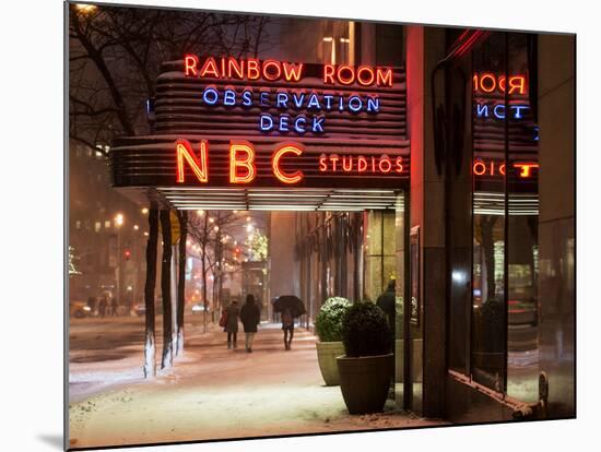 The NBC Studios in the New York City in the Snow at Night-Philippe Hugonnard-Mounted Photographic Print