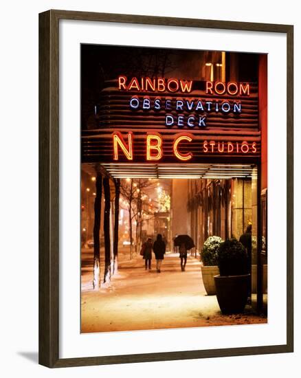 The NBC Studios in the New York City in the Snow at Night-Philippe Hugonnard-Framed Photographic Print