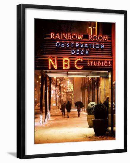 The NBC Studios in the New York City in the Snow at Night-Philippe Hugonnard-Framed Photographic Print