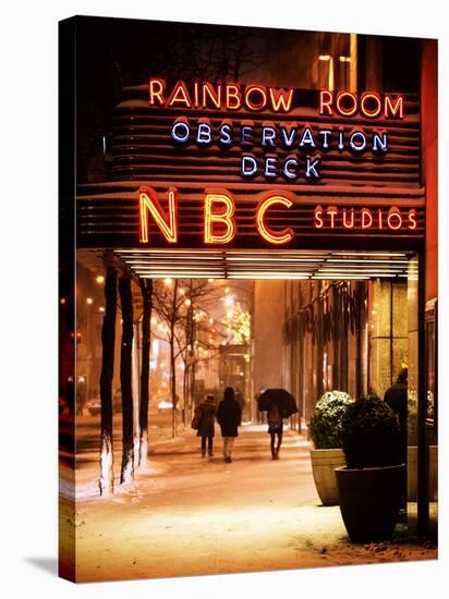 The NBC Studios in the New York City in the Snow at Night-Philippe Hugonnard-Stretched Canvas