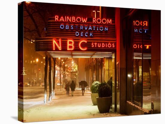 The NBC Studios in the New York City in the Snow at Night-Philippe Hugonnard-Stretched Canvas