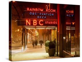 The NBC Studios in the New York City in the Snow at Night-Philippe Hugonnard-Stretched Canvas