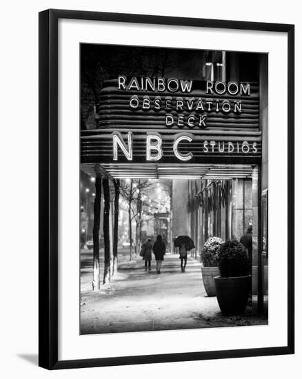 The NBC Studios in the New York City in the Snow at Night-Philippe Hugonnard-Framed Photographic Print