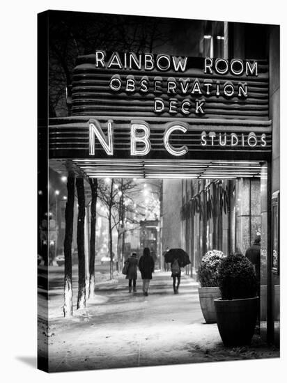 The NBC Studios in the New York City in the Snow at Night-Philippe Hugonnard-Stretched Canvas