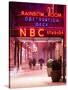 The NBC Studios in the New York City in the Snow at Night-Philippe Hugonnard-Stretched Canvas