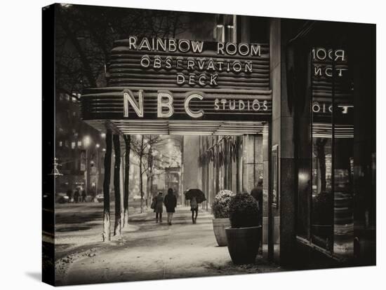 The NBC Studios in the New York City in the Snow at Night-Philippe Hugonnard-Stretched Canvas