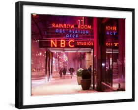 The NBC Studios in the New York City in the Snow at Night-Philippe Hugonnard-Framed Photographic Print