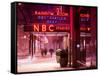 The NBC Studios in the New York City in the Snow at Night-Philippe Hugonnard-Framed Stretched Canvas