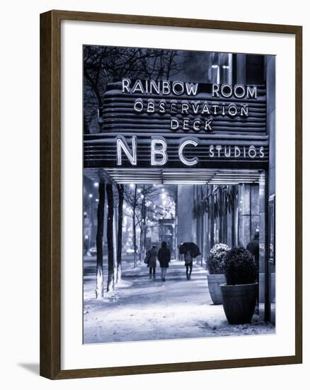 The NBC Studios in the New York City in the Snow at Night-Philippe Hugonnard-Framed Photographic Print