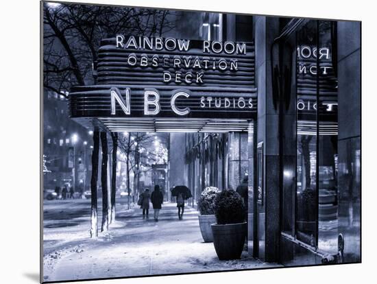 The NBC Studios in the New York City in the Snow at Night-Philippe Hugonnard-Mounted Photographic Print