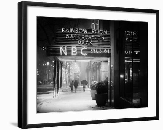 The NBC Studios in the New York City in the Snow at Night-Philippe Hugonnard-Framed Photographic Print