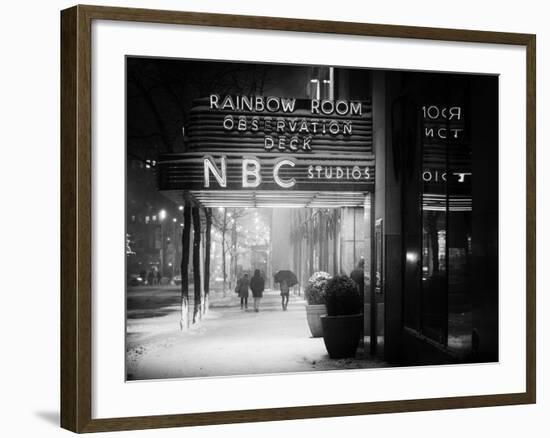 The NBC Studios in the New York City in the Snow at Night-Philippe Hugonnard-Framed Photographic Print