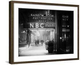 The NBC Studios in the New York City in the Snow at Night-Philippe Hugonnard-Framed Photographic Print