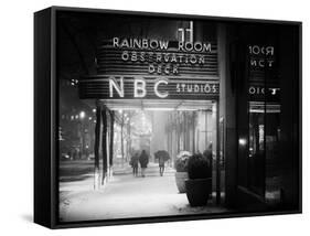 The NBC Studios in the New York City in the Snow at Night-Philippe Hugonnard-Framed Stretched Canvas