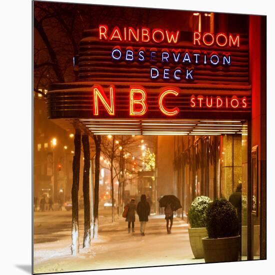 The NBC Studios in the New York City in the Snow at Night-Philippe Hugonnard-Mounted Photographic Print