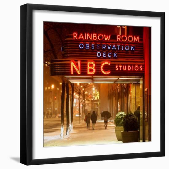 The NBC Studios in the New York City in the Snow at Night-Philippe Hugonnard-Framed Photographic Print