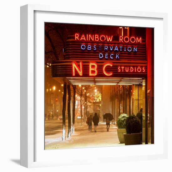 The NBC Studios in the New York City in the Snow at Night-Philippe Hugonnard-Framed Photographic Print