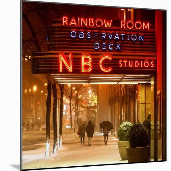 The NBC Studios in the New York City in the Snow at Night-Philippe Hugonnard-Mounted Photographic Print