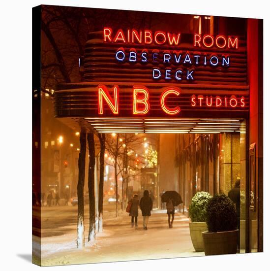 The NBC Studios in the New York City in the Snow at Night-Philippe Hugonnard-Stretched Canvas