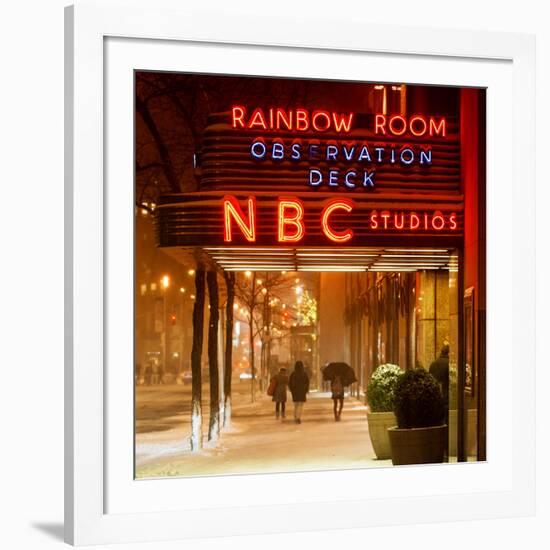 The NBC Studios in the New York City in the Snow at Night-Philippe Hugonnard-Framed Photographic Print