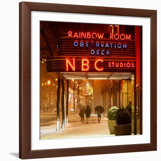 The NBC Studios in the New York City in the Snow at Night-Philippe Hugonnard-Framed Photographic Print